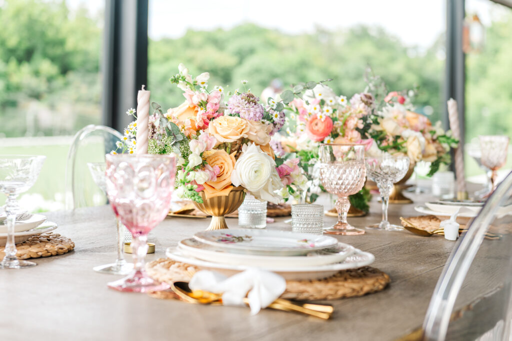 Lexington wedding details with vibrant colors and pink details with gold accents, edited true-to-color