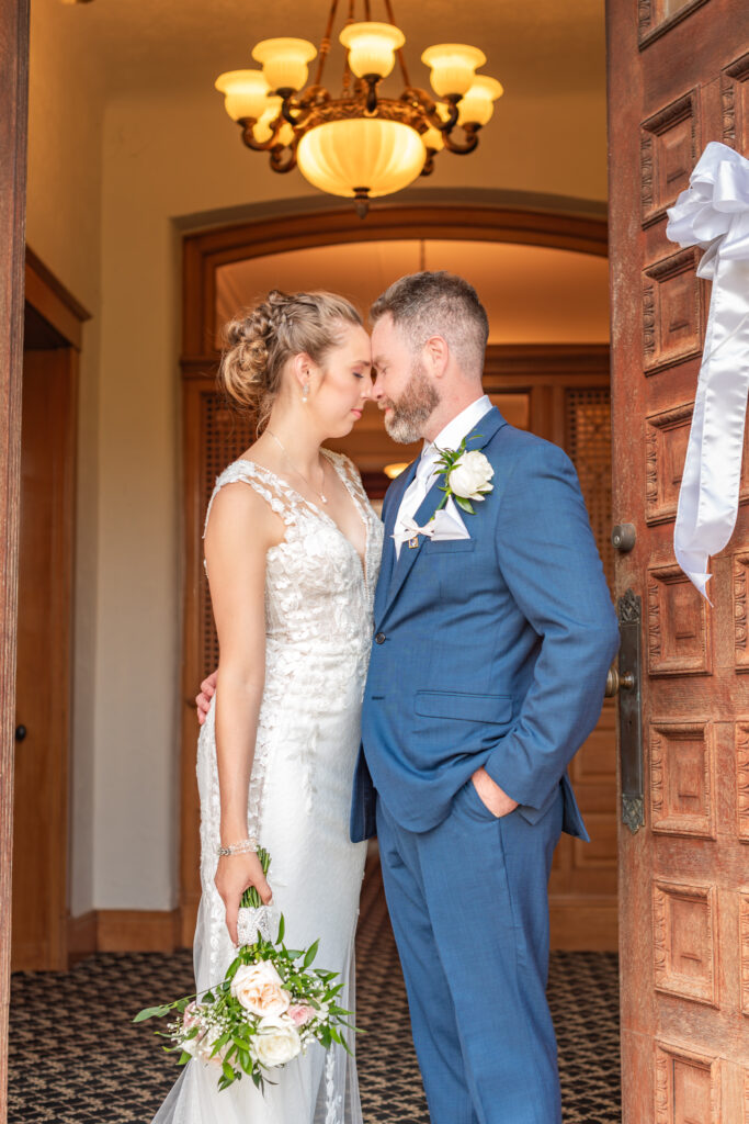 Elegant bridal bouquet with white and blush flowers at Lexington wedding