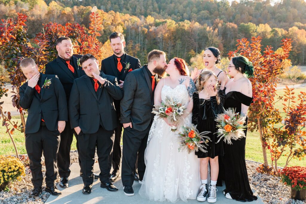 bridal party having fun at lexington wedding