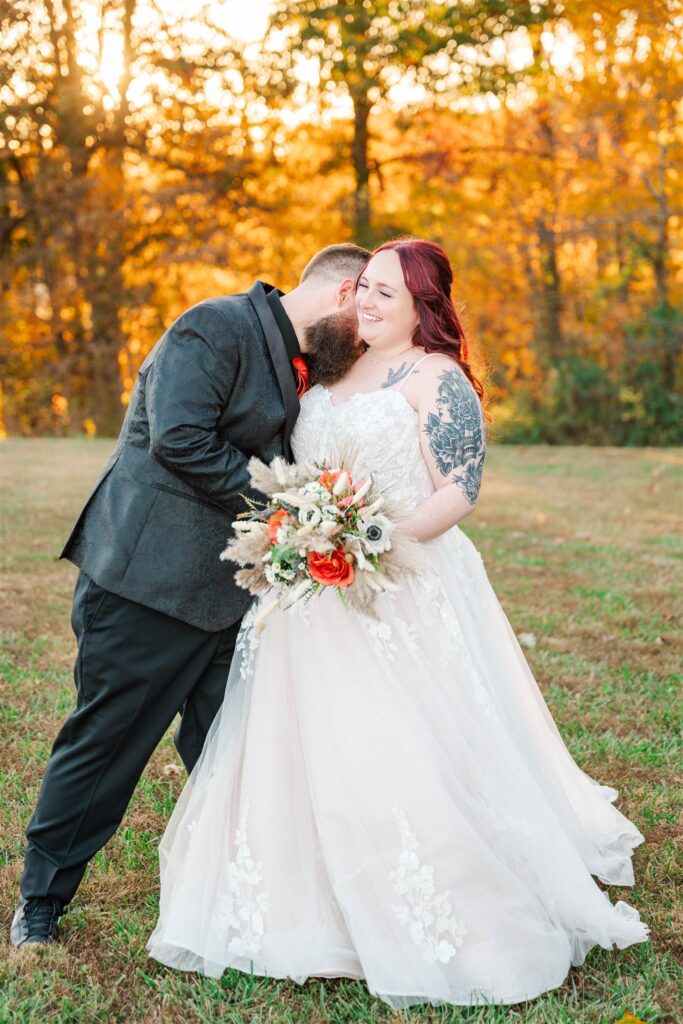 bride and groom having fun at lexington wedding