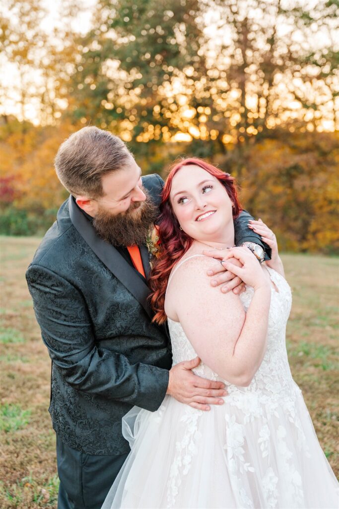 bride and groom smiling at lexington wedding